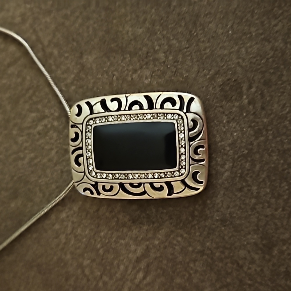 Brighton Two-Tone Rectangle Reversible Pendant Rh… - image 3